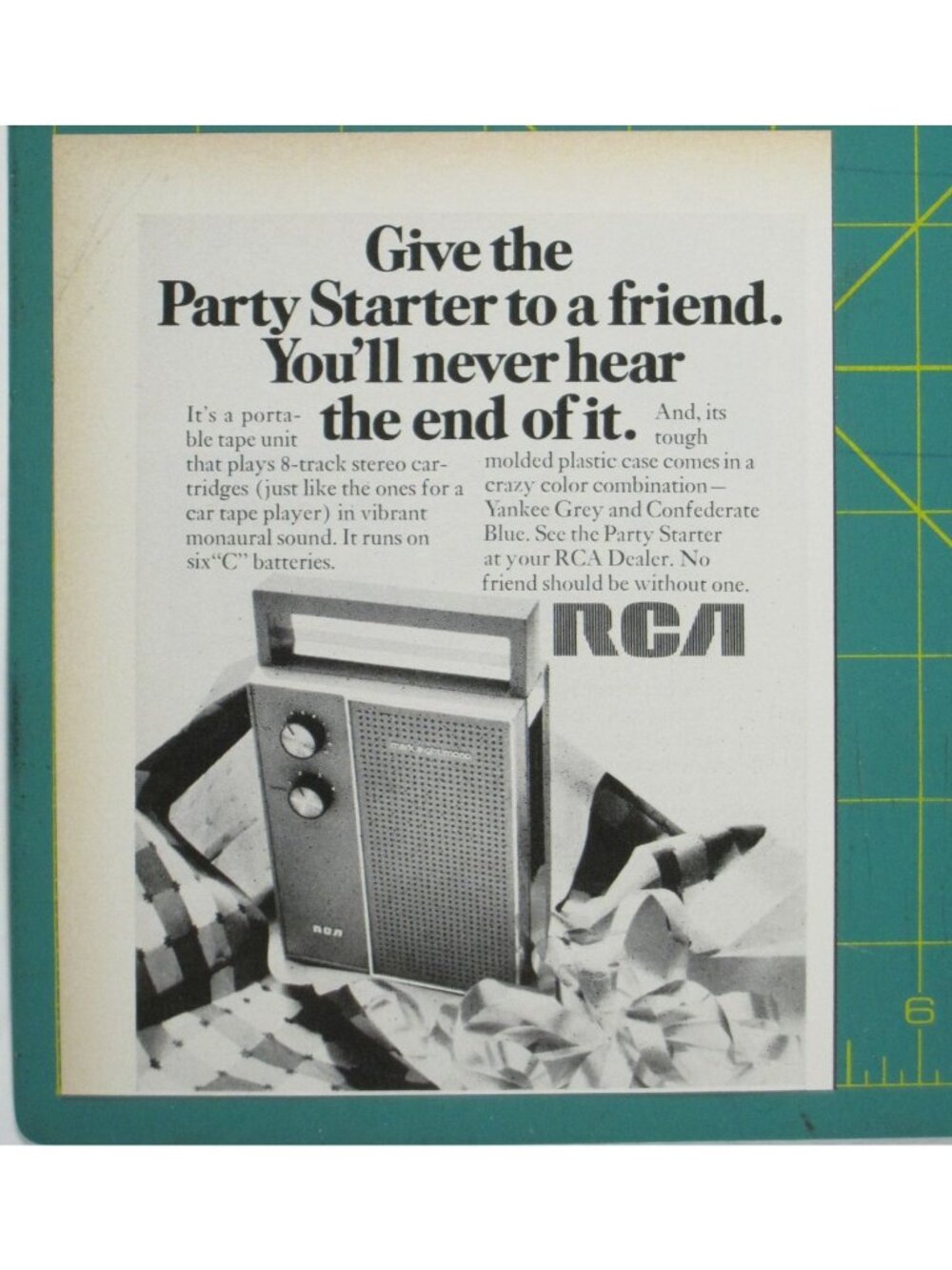 Print Ad RCA Portable 8 Track Tape Player Party Starter 1960s Vintage MOD